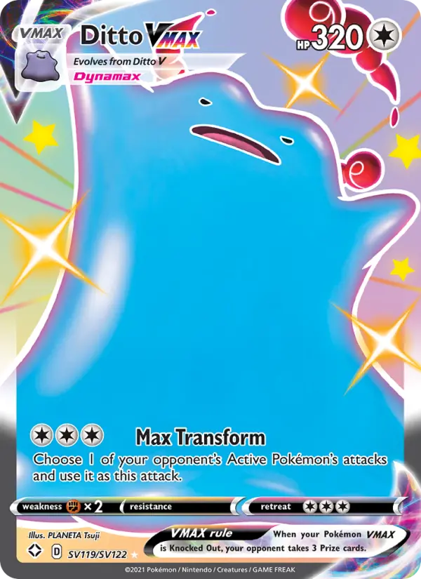 Ditto VMAX Shiny rare VMAX Pokemon card #SV119 from Shining Fates
