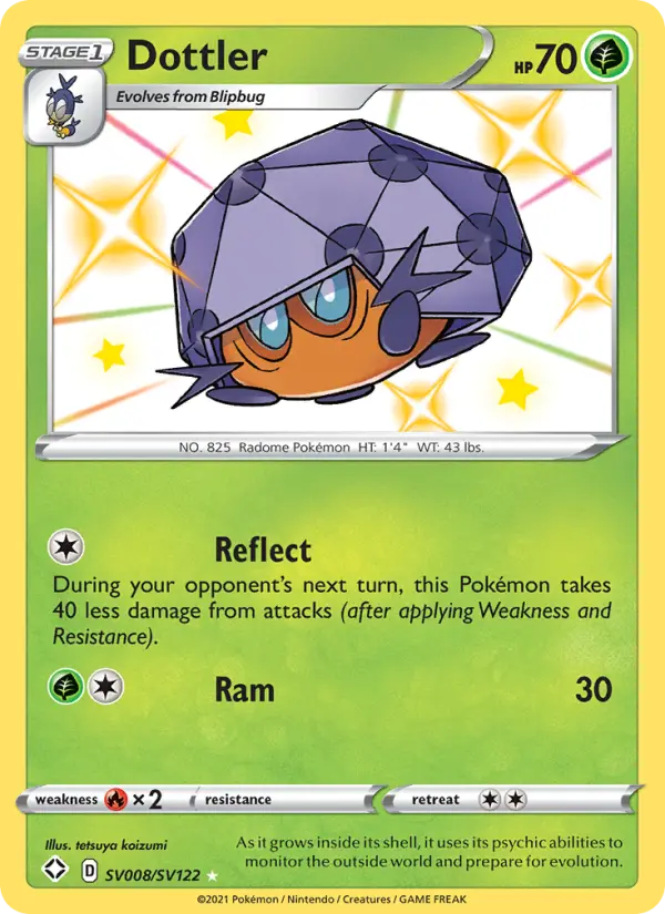 Dottler Shiny rare Pokemon card #SV008 from Shining Fates