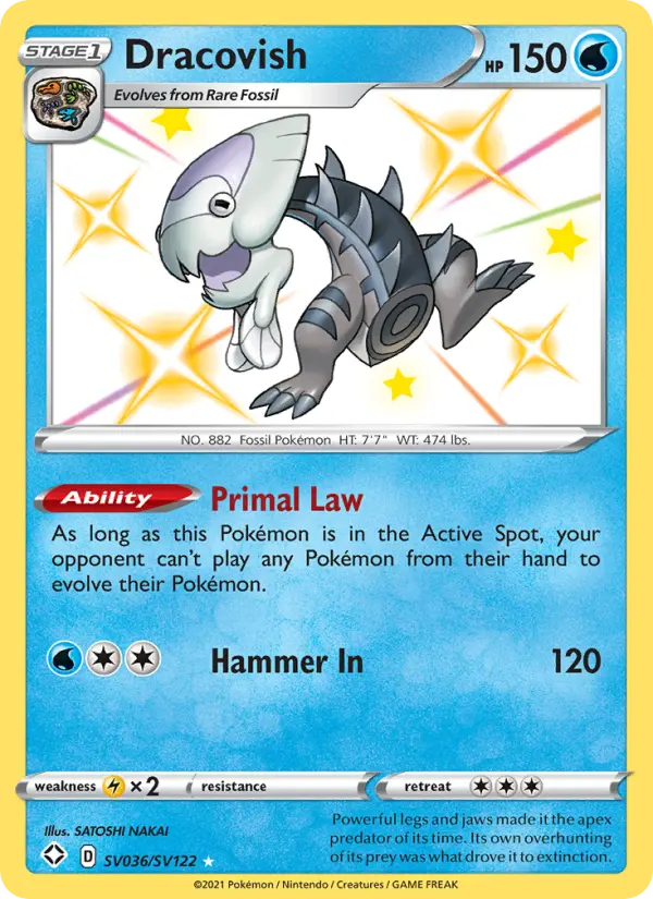 Dracovish Shiny rare Pokemon card #SV036 from Shining Fates