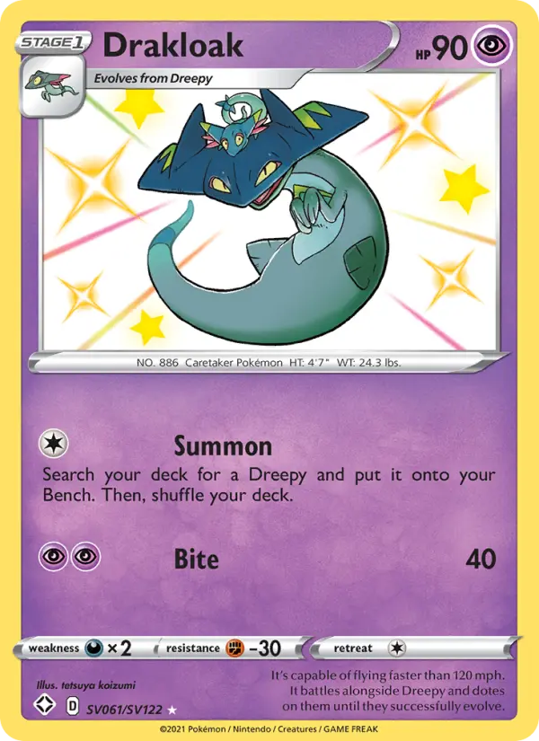 Drakloak Shiny rare Pokemon card #SV061 from Shining Fates