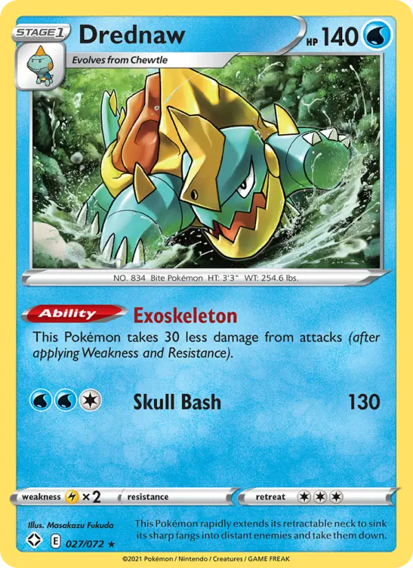 Drednaw Rare Pokemon card #27 from Shining Fates