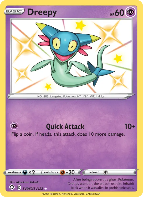 Dreepy Shiny rare Pokemon card #SV060 from Shining Fates
