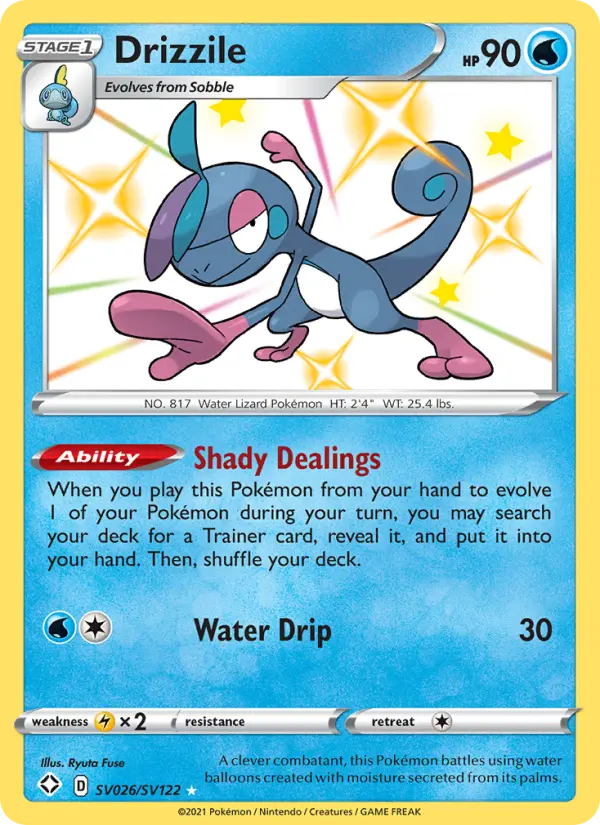 Drizzile Shiny rare Pokemon card #SV026 from Shining Fates