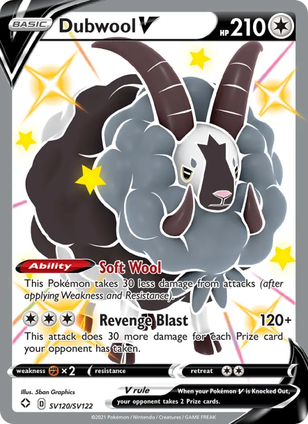 Dubwool V Shiny rare V Pokemon card #SV120 from Shining Fates