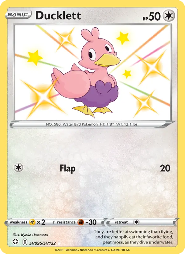 Ducklett Shiny rare Pokemon card #SV095 from Shining Fates