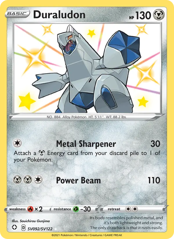Duraludon Shiny rare Pokemon card #SV092 from Shining Fates