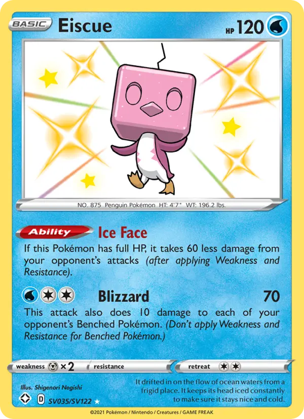 Eiscue Shiny rare Pokemon card #SV035 from Shining Fates