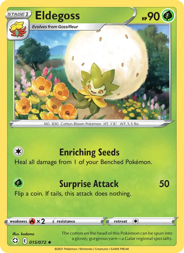 Eldegoss Uncommon Pokemon card #15 from Shining Fates