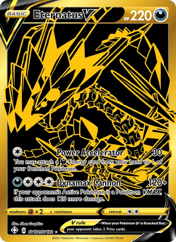Eternatus V Secret Rare Pokemon card #SV121 from Shining Fates