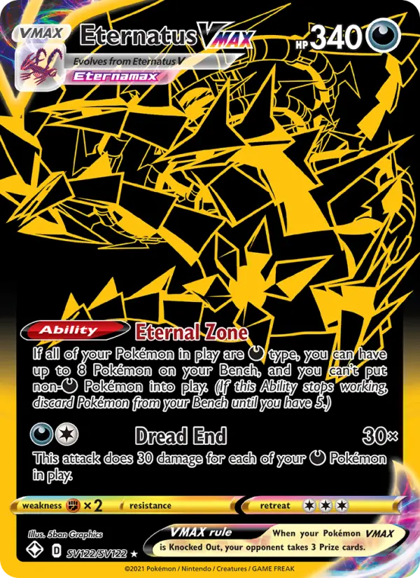 Eternatus VMAX Secret Rare Pokemon card #SV122 from Shining Fates