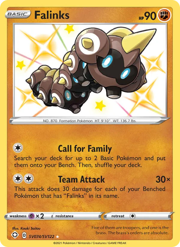 Falinks Shiny rare Pokemon card #SV074 from Shining Fates