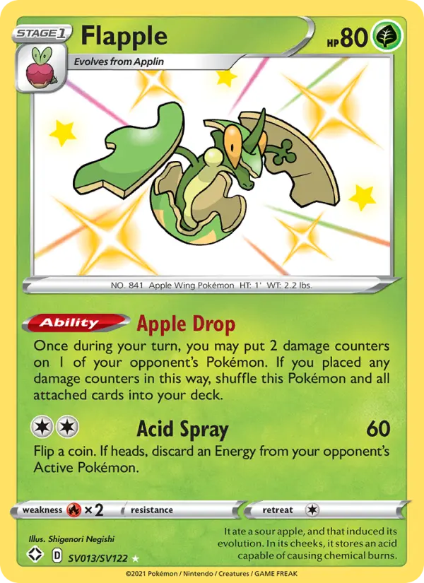 Flapple Shiny rare Pokemon card #SV013 from Shining Fates