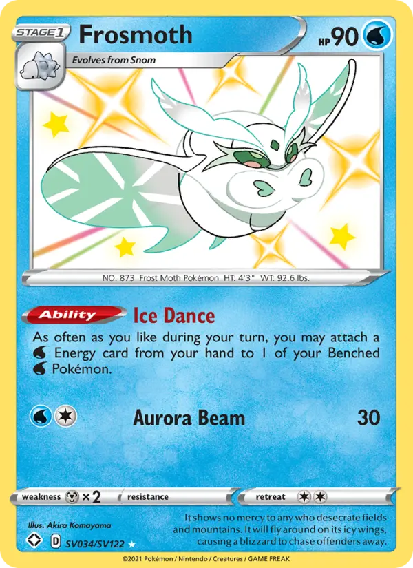 Frosmoth Shiny rare Pokemon card #SV034 from Shining Fates