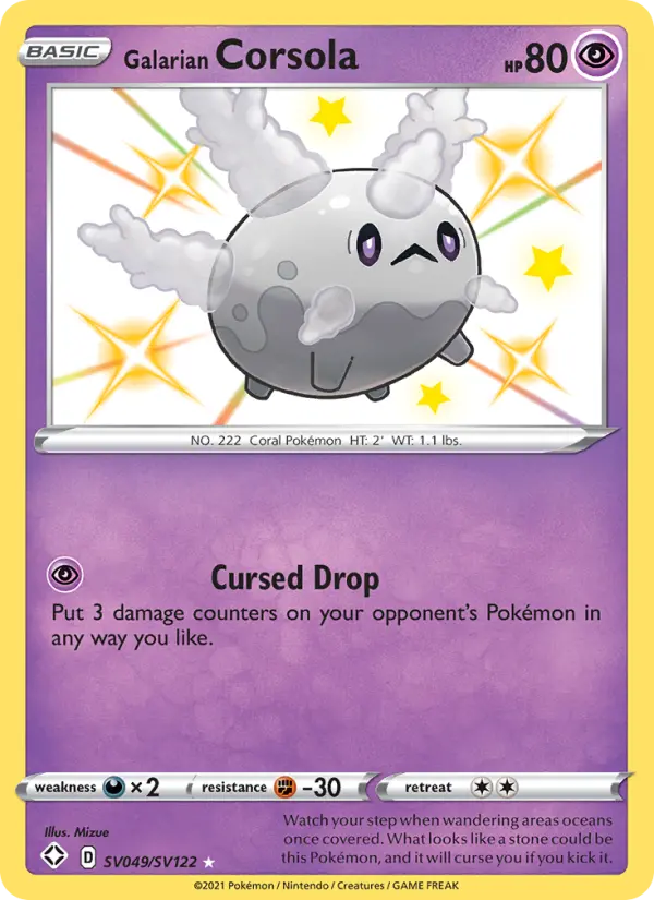 Galarian Corsola Shiny rare Pokemon card #SV049 from Shining Fates