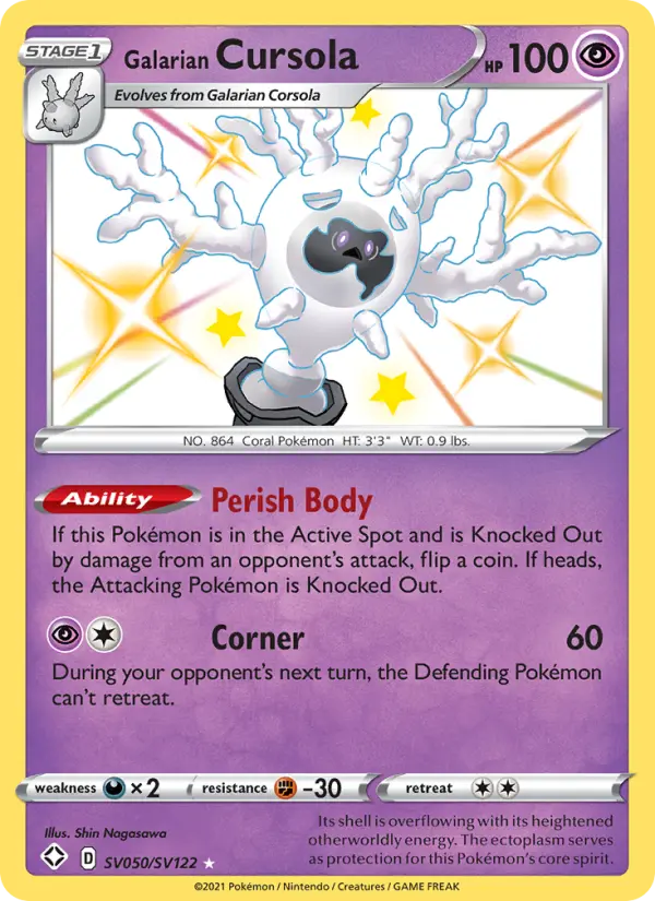 Galarian Cursola Shiny rare Pokemon card #SV050 from Shining Fates