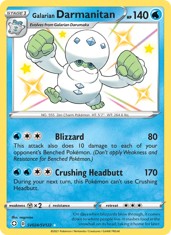 Galarian Darmanitan Shiny rare Pokemon card #SV024 from Shining Fates