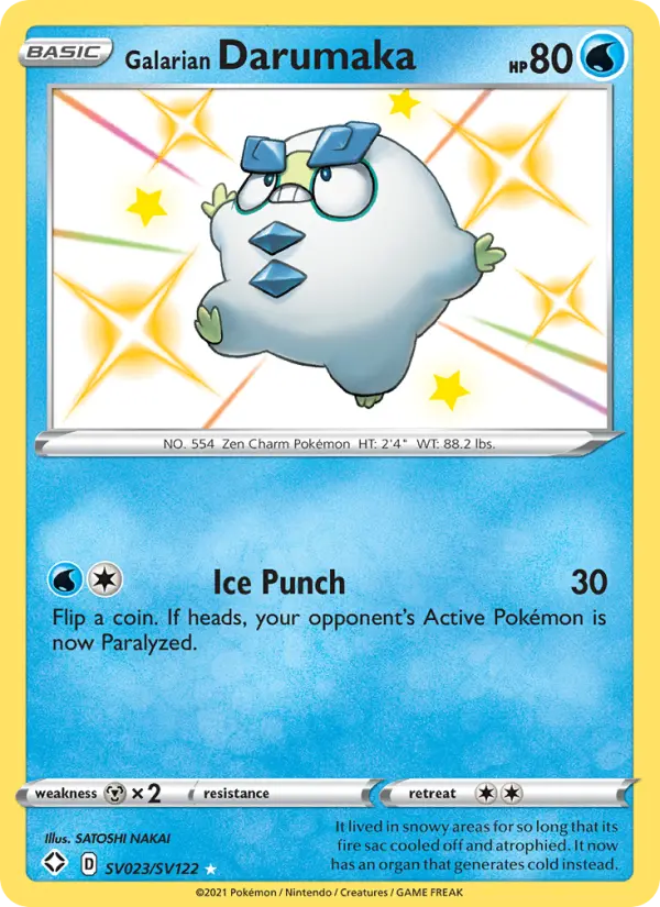 Galarian Darumaka Shiny rare Pokemon card #SV023 from Shining Fates