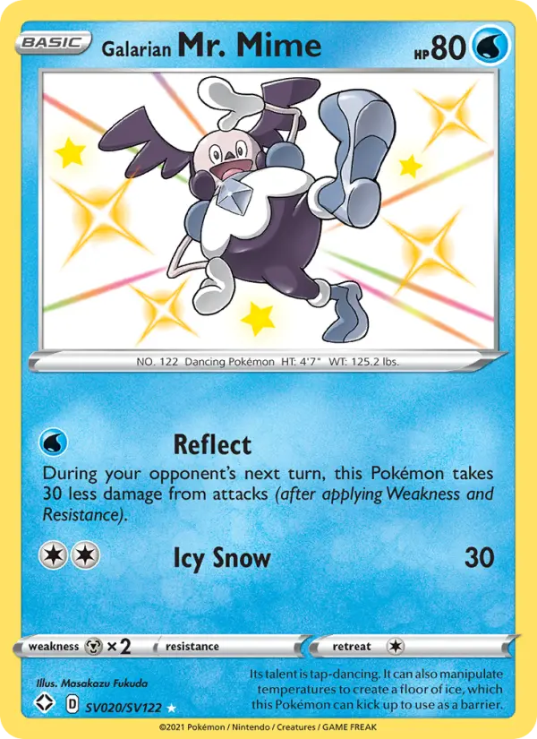 Galarian Mr. Mime Shiny rare Pokemon card #SV020 from Shining Fates