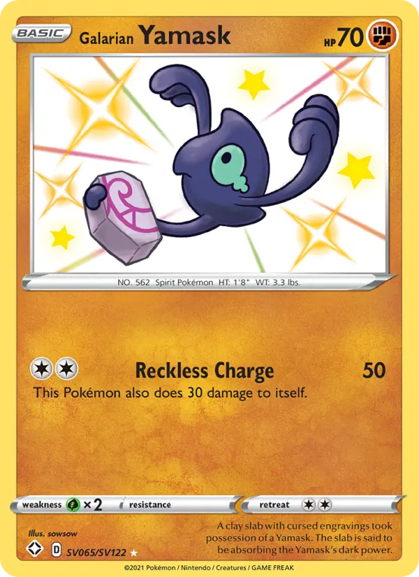 Galarian Yamask Shiny rare Pokemon card #SV065 from Shining Fates