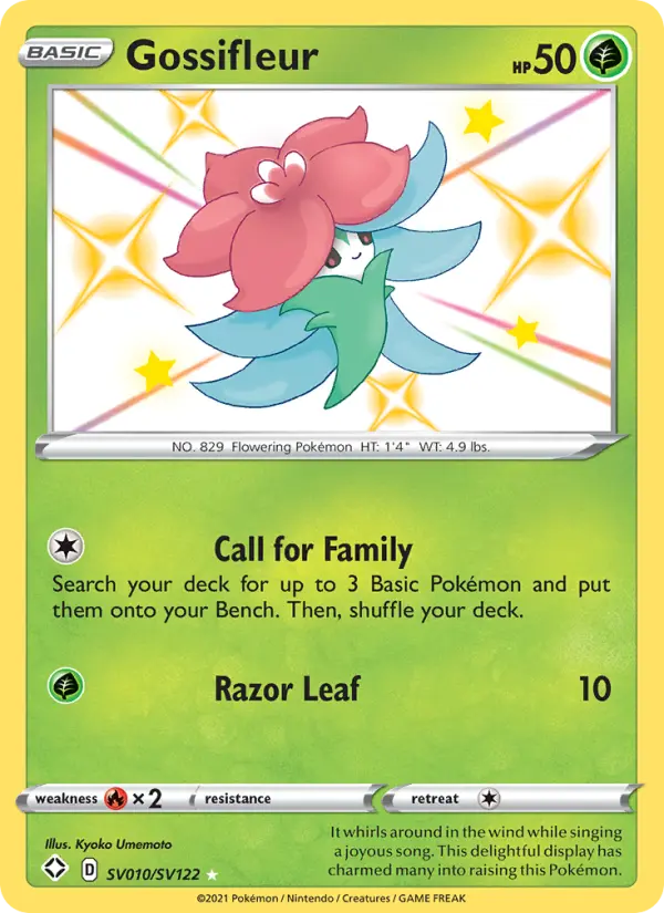 Gossifleur Shiny rare Pokemon card #SV010 from Shining Fates