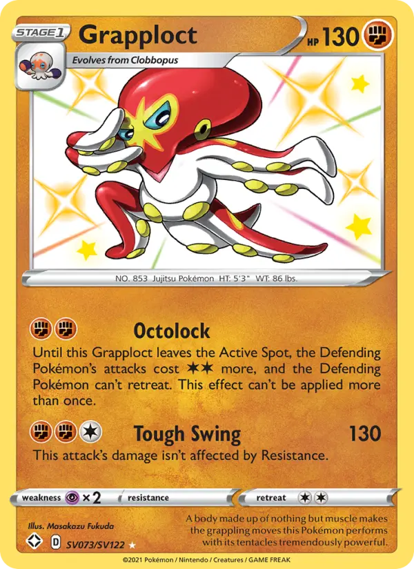 Grapploct Shiny rare Pokemon card #SV073 from Shining Fates