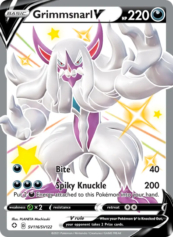 Grimmsnarl V Shiny rare V Pokemon card #SV116 from Shining Fates
