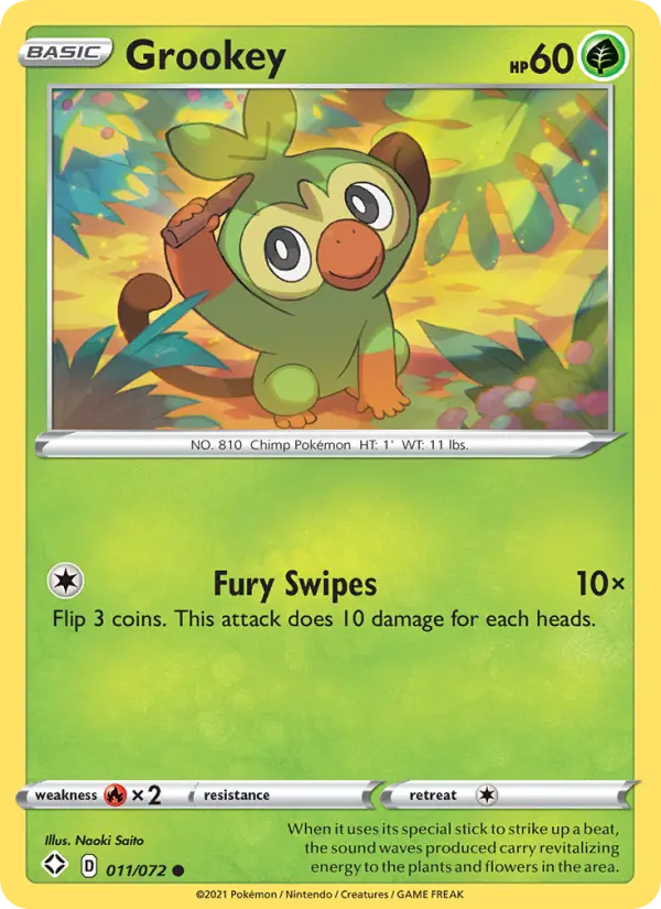 Grookey Common Pokemon card #11 from Shining Fates