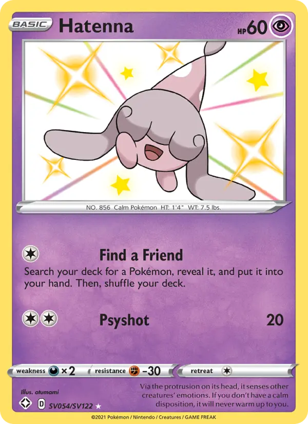 Hatenna Shiny rare Pokemon card #SV054 from Shining Fates