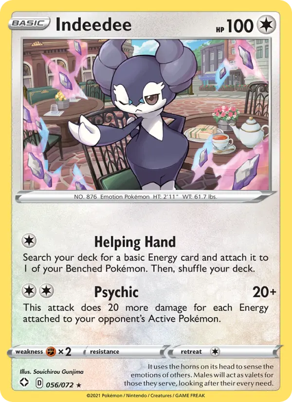 Indeedee Holo Rare Pokemon card #56 from Shining Fates
