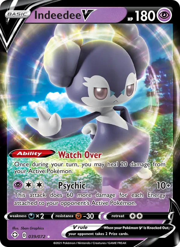 Indeedee V Holo Rare V Pokemon card #39 from Shining Fates