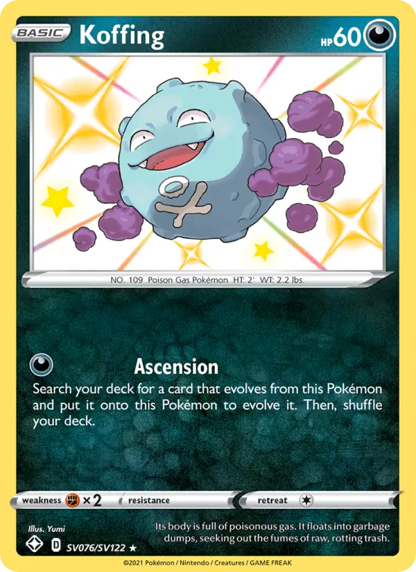 Koffing Shiny rare Pokemon card #SV076 from Shining Fates