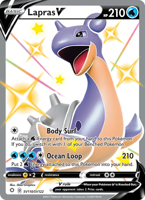 Lapras V Shiny rare V Pokemon card #SV110 from Shining Fates