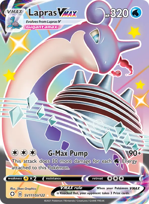 Lapras VMAX Shiny rare VMAX Pokemon card #SV111 from Shining Fates
