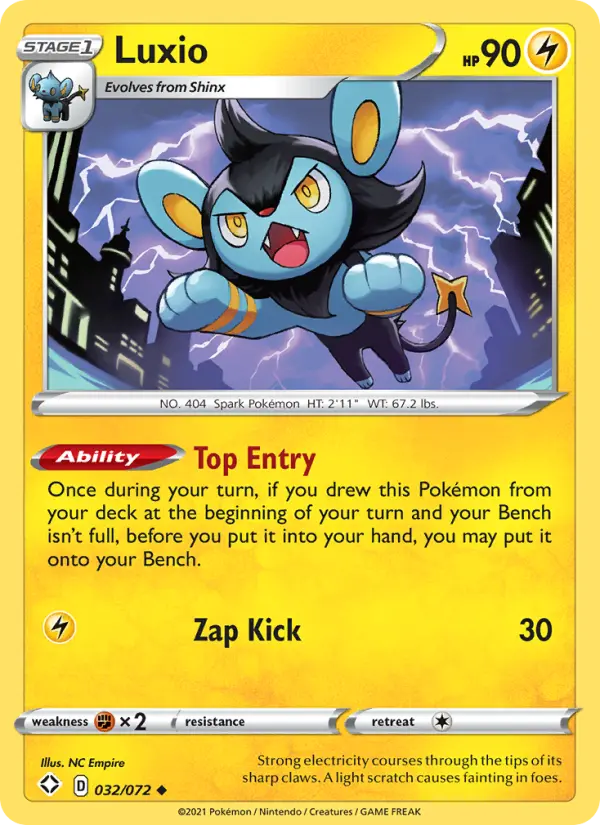 Luxio Uncommon Pokemon card #32 from Shining Fates