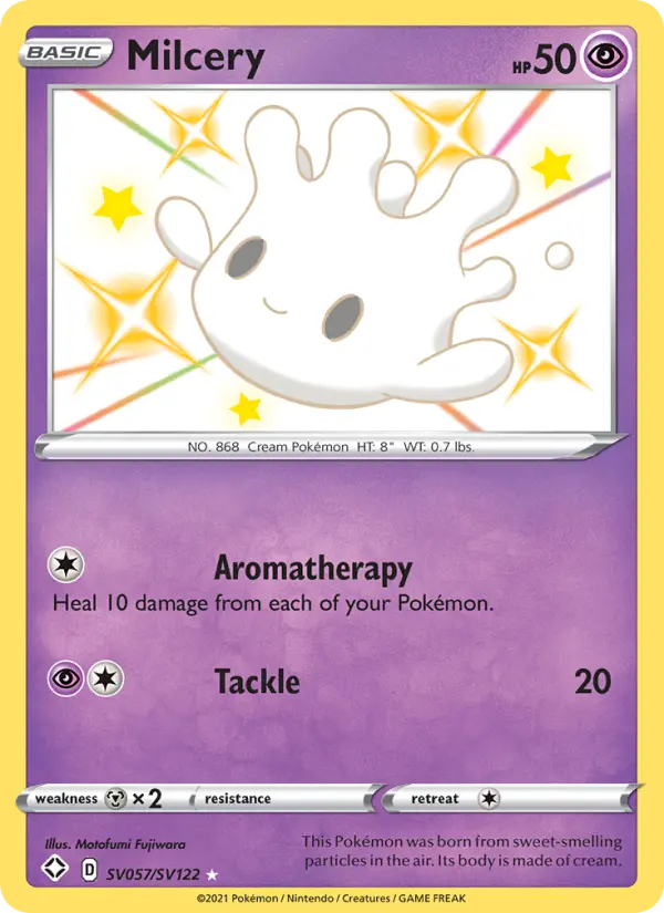 Milcery Shiny rare Pokemon card #SV057 from Shining Fates