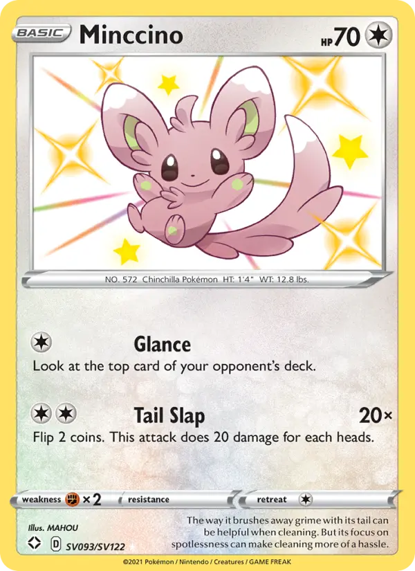 Minccino Shiny rare Pokemon card #SV093 from Shining Fates