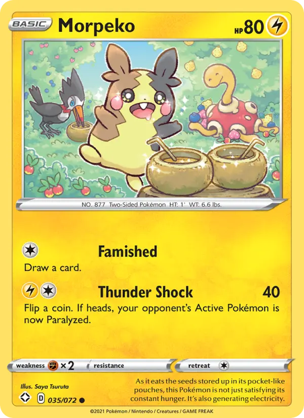Morpeko Common Pokemon card #35 from Shining Fates