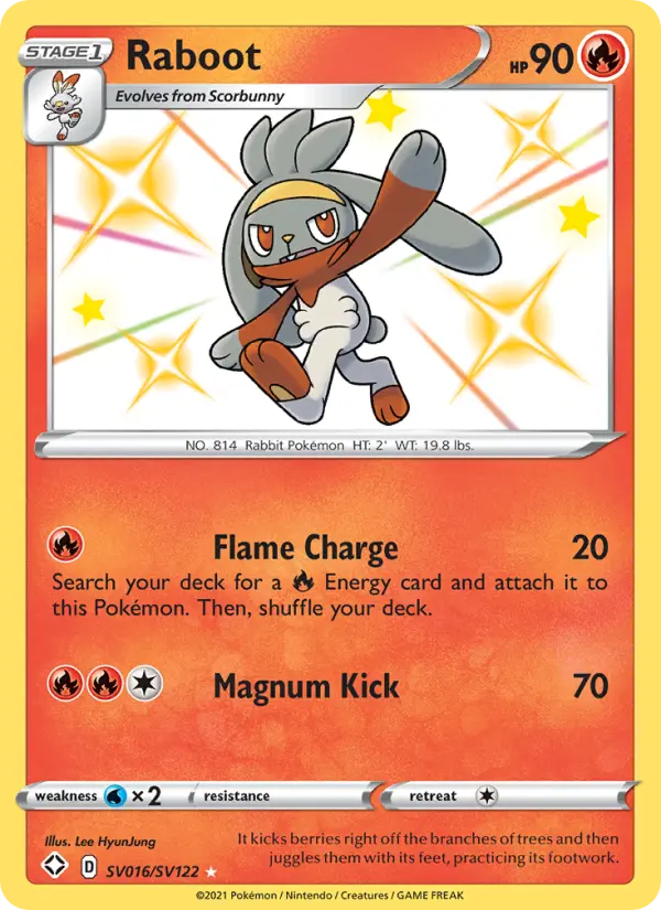 Raboot Shiny rare Pokemon card #SV016 from Shining Fates