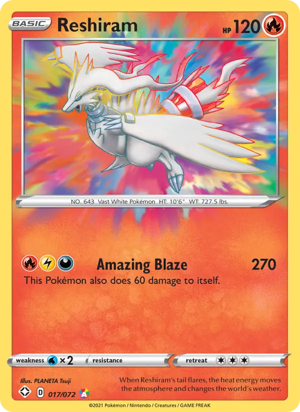 Reshiram Amazing Rare Pokemon card #17 from Shining Fates