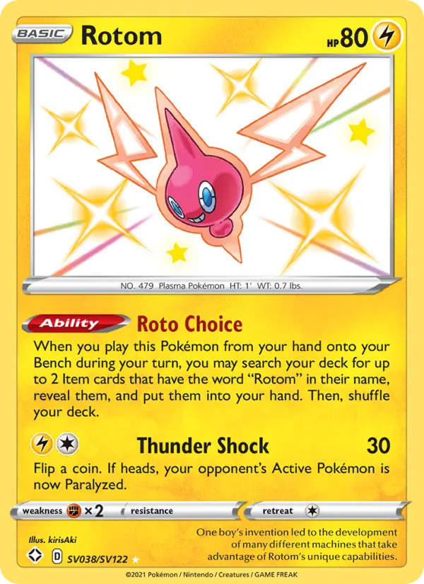 Rotom Shiny rare Pokemon card #SV038 from Shining Fates