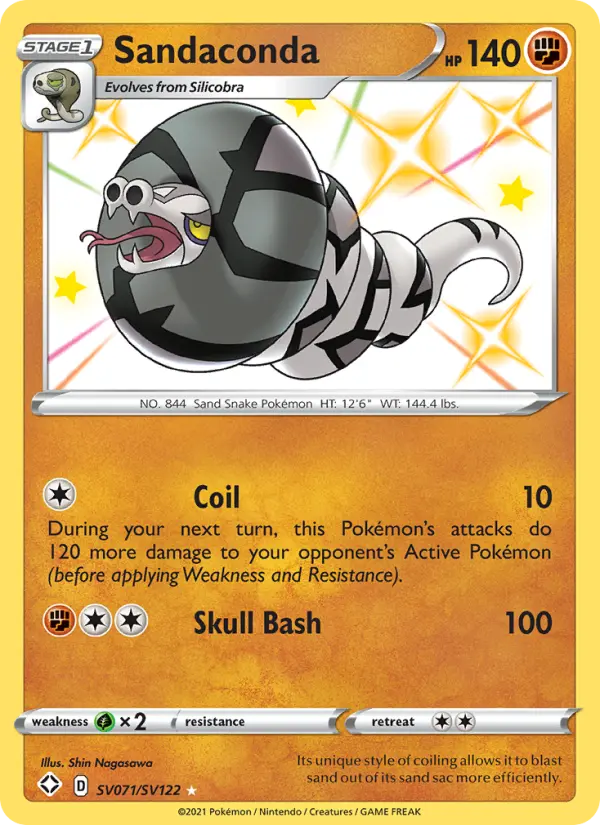 Sandaconda Shiny rare Pokemon card #SV071 from Shining Fates