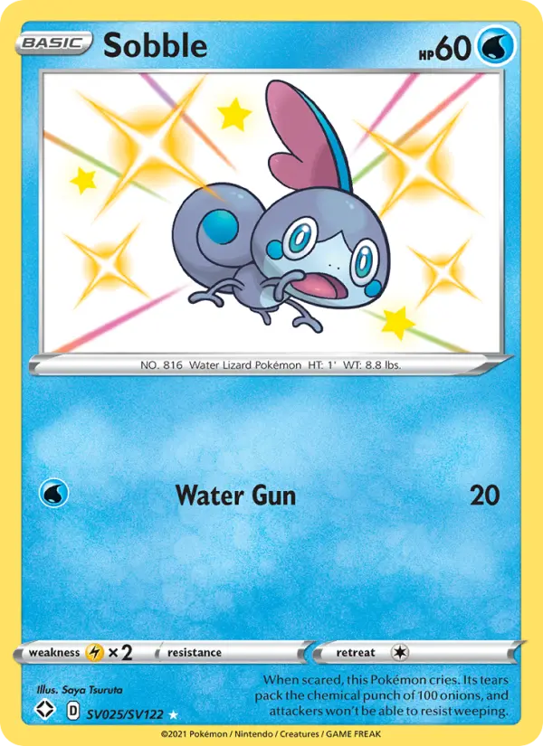 Sobble Shiny rare Pokemon card #SV025 from Shining Fates