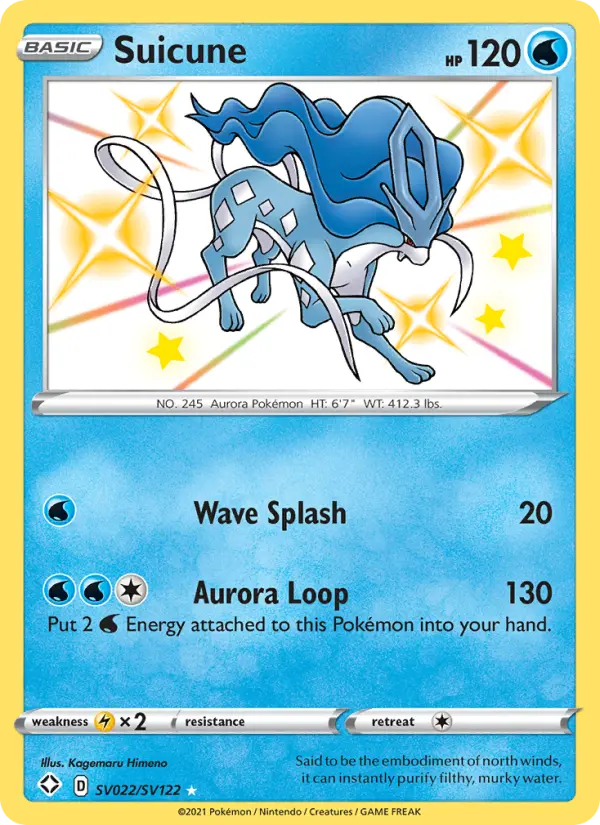 Suicune Shiny rare Pokemon card #SV022 from Shining Fates