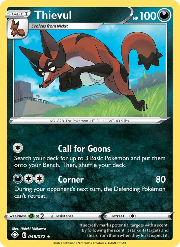 Thievul Holo Rare Pokemon card #48 from Shining Fates