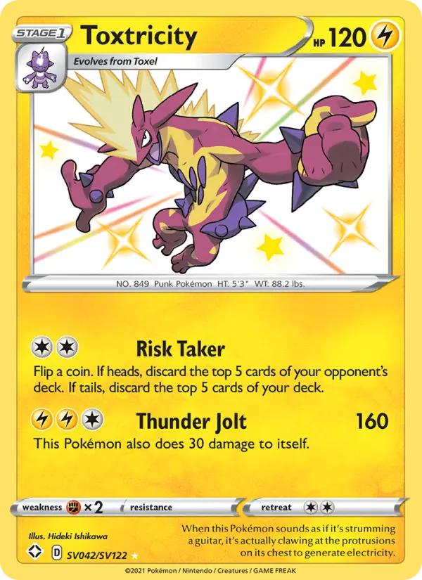Toxtricity Shiny rare Pokemon card #SV042 from Shining Fates