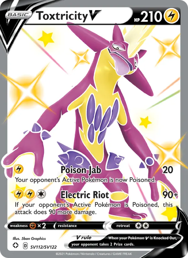 Toxtricity V Shiny rare V Pokemon card #SV112 from Shining Fates