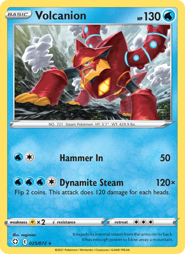 Volcanion Rare Pokemon card #25 from Shining Fates