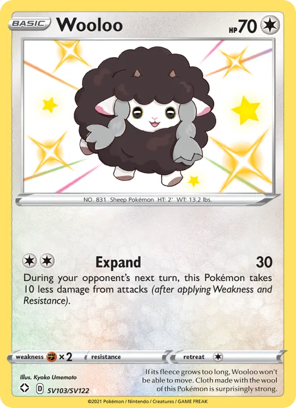 Wooloo Shiny rare Pokemon card #SV103 from Shining Fates