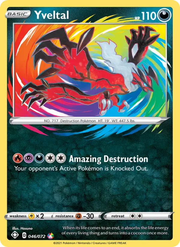 Yveltal Amazing Rare Pokemon card #46 from Shining Fates