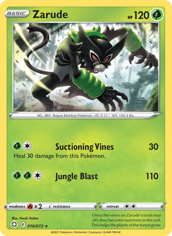 Zarude Rare Pokemon card #16 from Shining Fates